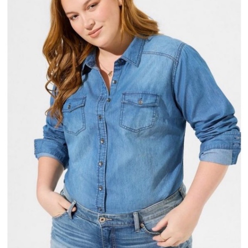 Torrid Blue Button Down Shirt